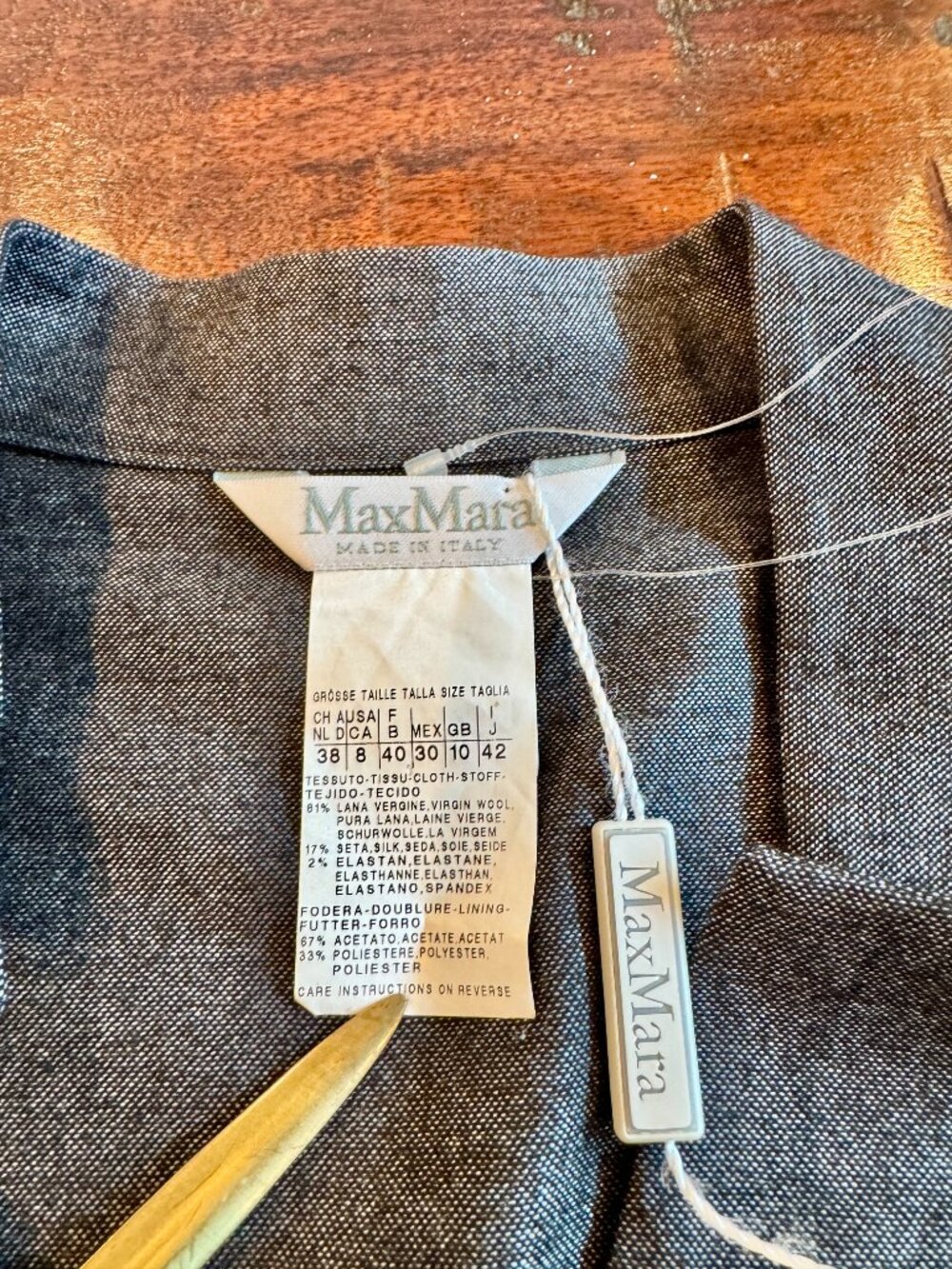 Max Mara Made in Italy Charcoal Wool & Silk Draped Wrap Midi Dress NWT Size 8 - Picture 9 of 15